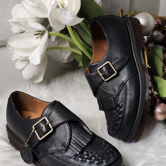 Dr. Martens Ramsey Monk Kiltie Buckle Leather Creepers Women's Shoesnew